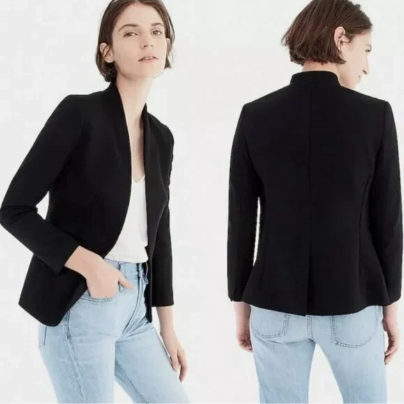 J. CREW 365 Black Going Out Blazer Open Front Minimalist Office Size 4 Petite - Picture 2 of 13